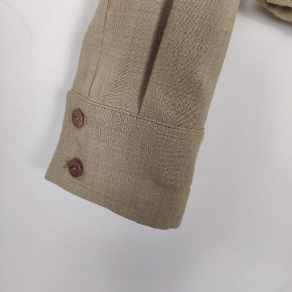 Tristan & Iseut Women's Blouse in Tan Size Small Wool Quiet Luxury Old Money - Picture 3 of 7